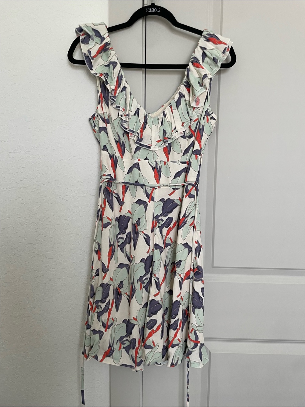 Juicy Couture Cream Mini Dress with Mint, Gray & Coral Floral Print